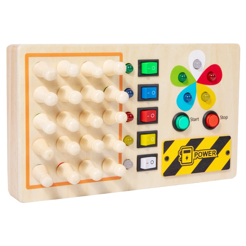 LED Busy Board for Kids Wooden Color Memory Chess Toy Improves Hands Ability and Memory Classification Skills Educational Toy
