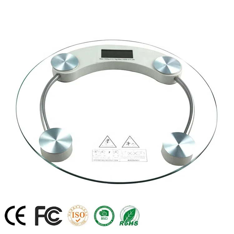 Factory supply bathroom square scale 6mm glasses digital bathroom scale with backlit