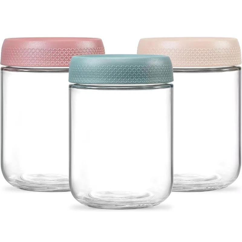 16oz Glass Jars with Lids Overnight Oats Meal Prep Salad Food Cereal Snacks Containers Pudding Yogurt Storage Jar