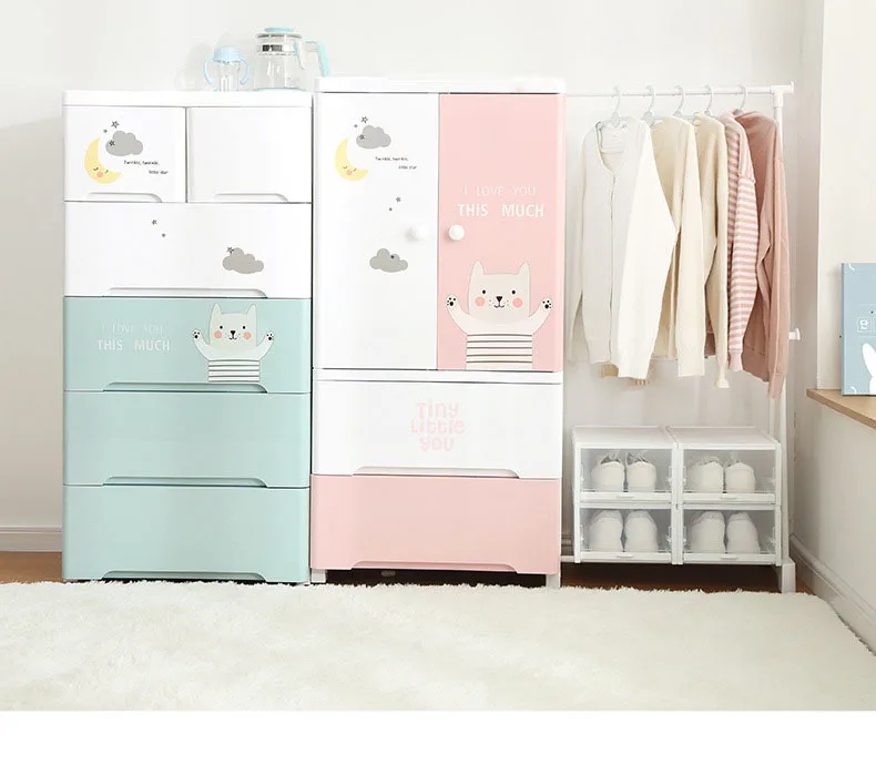Пластиковый детский гардероб для спальни, домашний шкаф для хранения детской одежды, подвесной двухдверный шкафчик