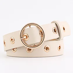 Ladies Round Buckle Wide Leather Aesthetic Punk Belt Decoration