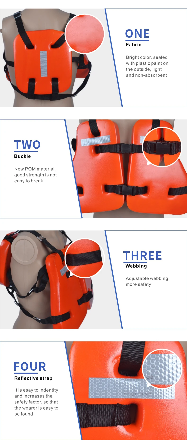 Three Piece PVC Work Vest For Oil Platform Safety Vest Offshore Life Jacket