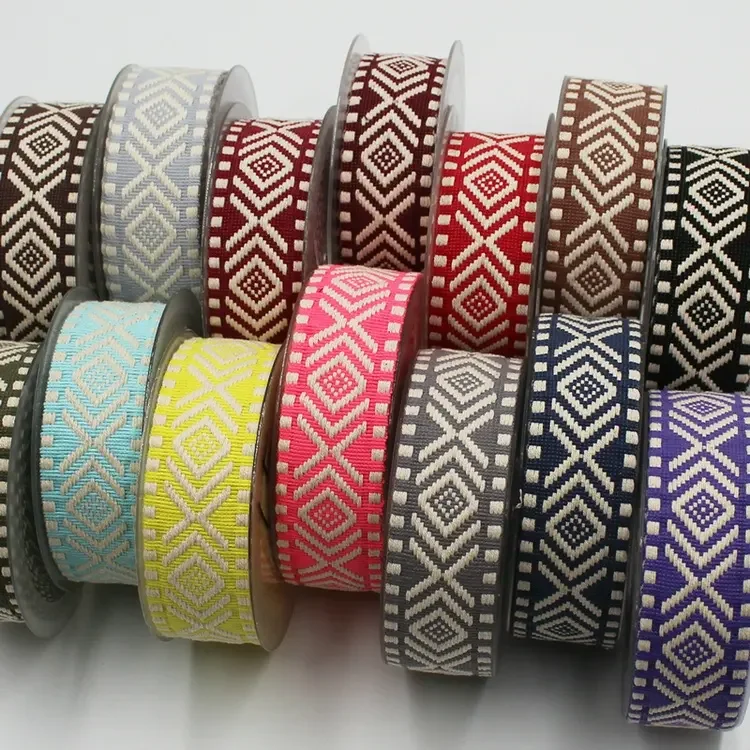 GINYI Custom Skin-friendly Double Sided National Strap High Elastic Knit Strap Inter Color Jacquard Durable Band Shoulder Strap