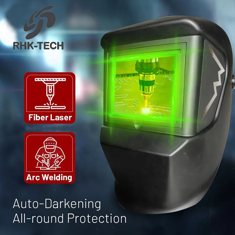 RHK TECH Custom Automatic OD6+ OD7+ 900-1080nm Wavelength Auto Darkening Filter 2-in-1 Fiber Laser Welding Helmet