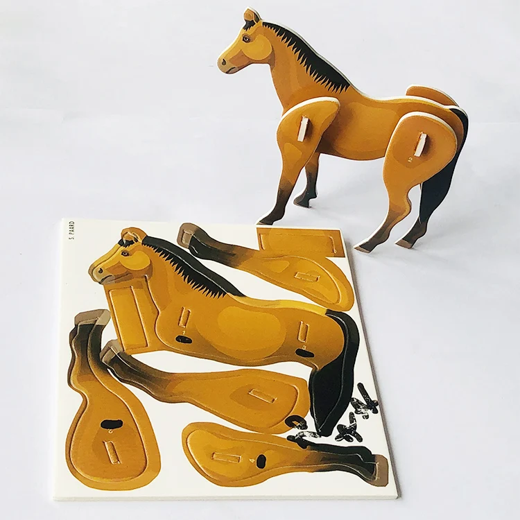 High quality DIY toy animal puzzle 3d paper horse foam puzzle