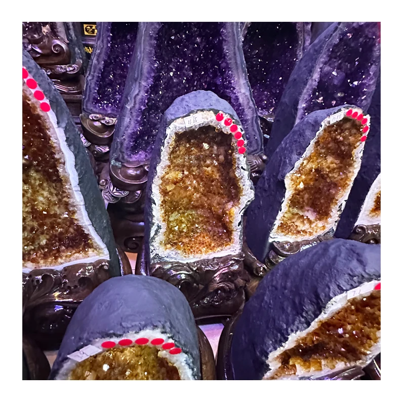 Wholesale Colored Natural Reiki Purple Amethyst Geode Quartz Crystals Healing Stone Cluster For Home Decoration