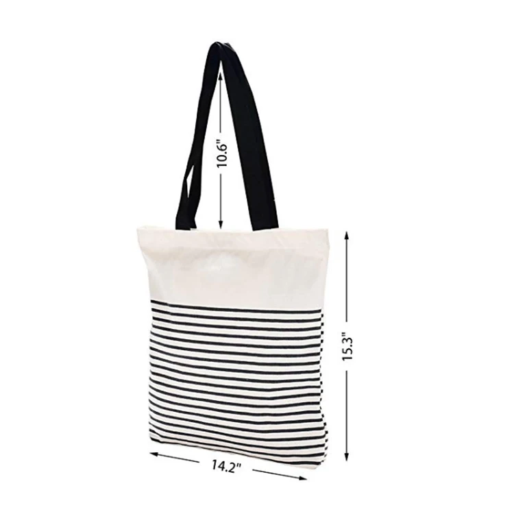 Promotional direct sale grocery black line custom logo printing eco friendly reusable canvas cotton tote shopping bag