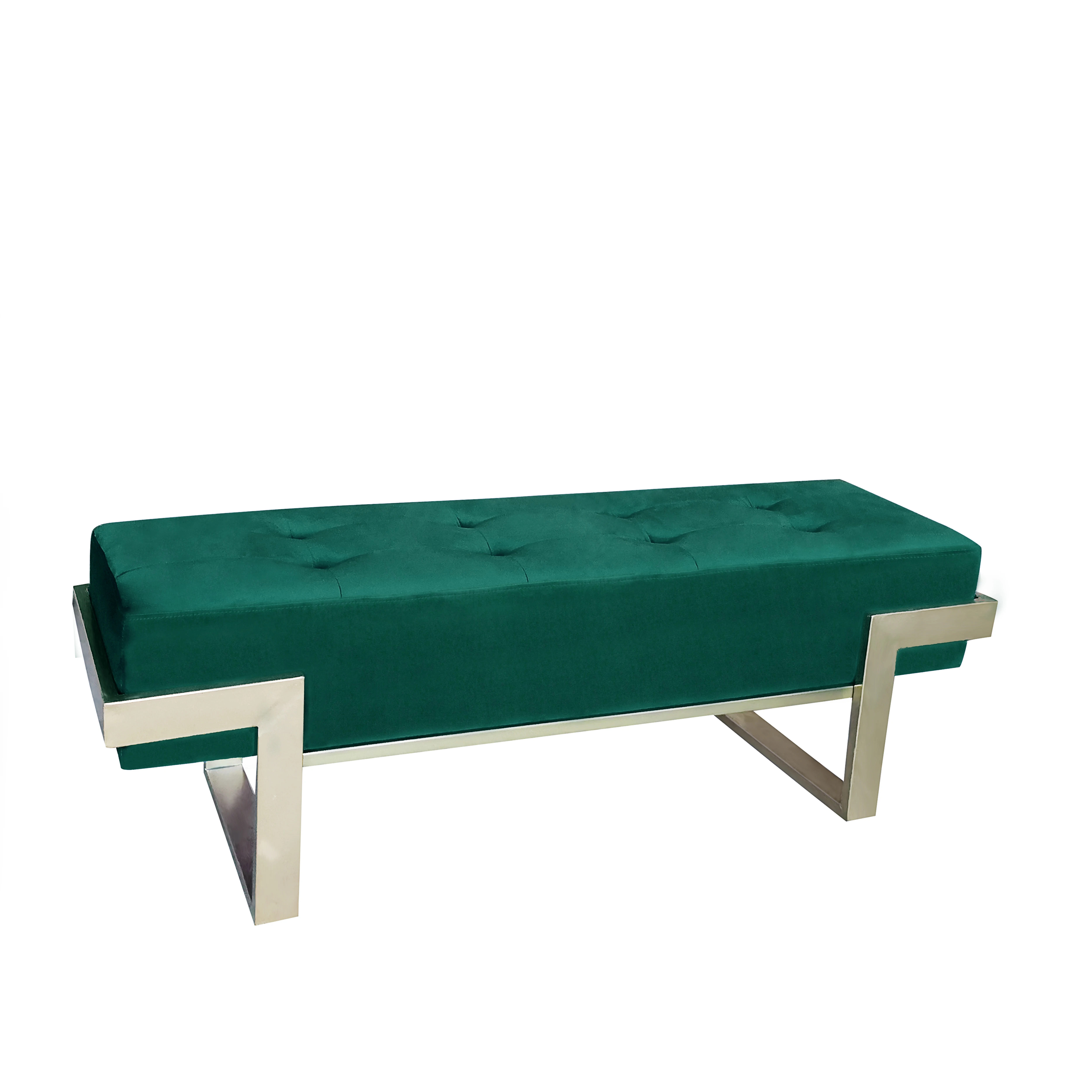 Laynsino stainless steel frame upholstered fabric Green bed bench