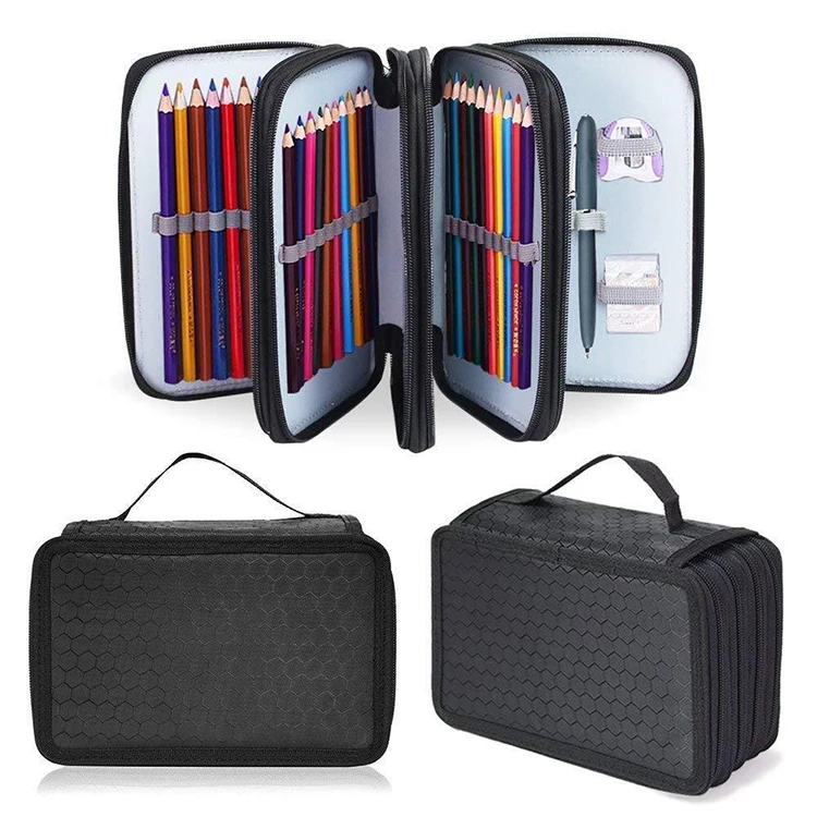 Hot sells art pen storage bag custom multifunction pen storage pencil case 72 slot
