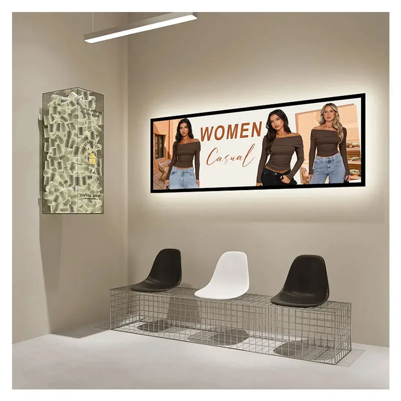 Customized 28 inch digital signage and displays store wide touch screen monitor shelf bar lcd advertising strip LCD display