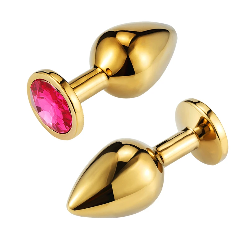 Aimitoy Golden Butt Plug  With Crystal Jewelry Small Medium Large Unisex Sophisticated Anal Sex Toys