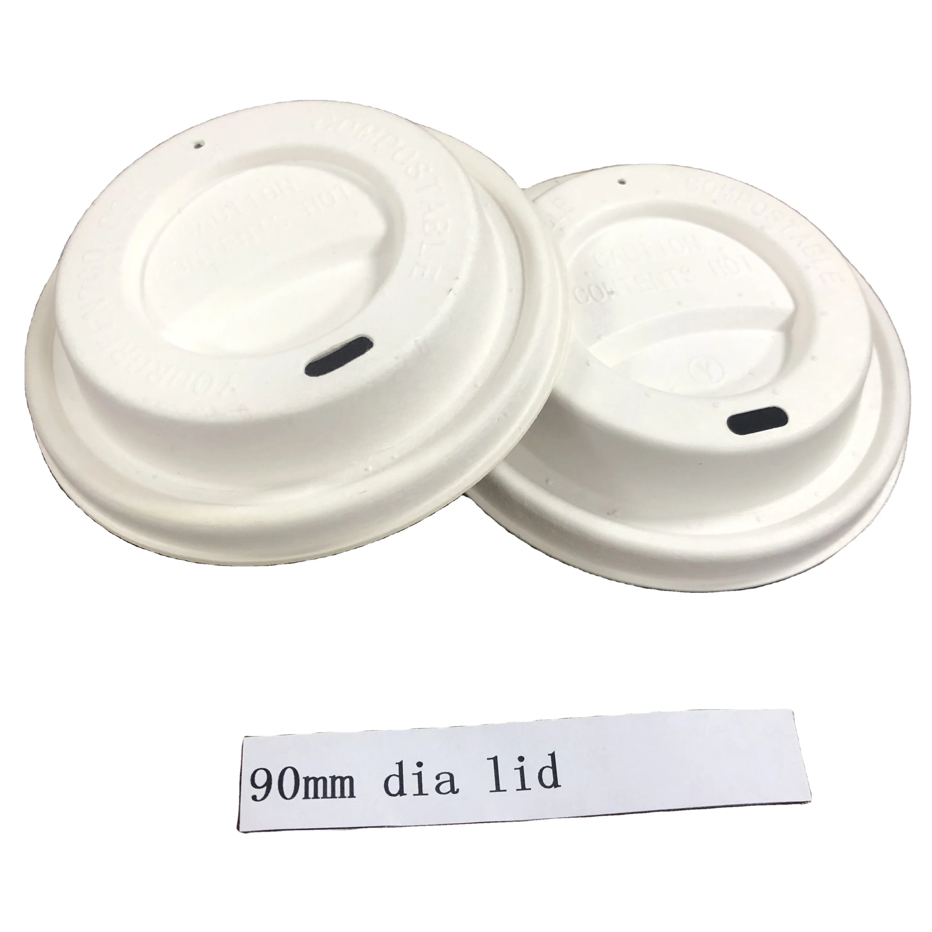 Eco Friendly Biodegradable Compostable Cups Cover Sugarcane Bagasse 90 mm Lid For Coffee