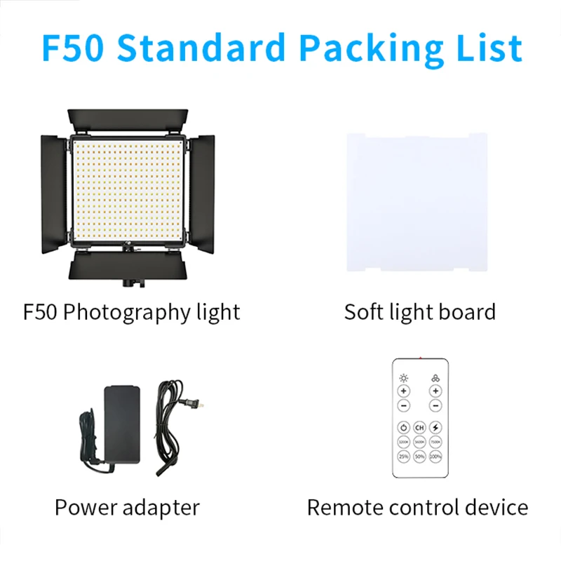 Litufoto F50 LED Video Light 50W 2.4G remote control Film Streaming Light for Camera Shooting YouTube photography lighting