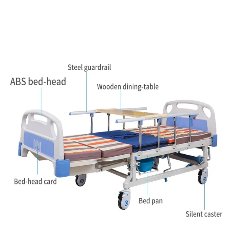 nursing bed folding geriatric manual 3 crank hospital medical elderly nursing bed for sale