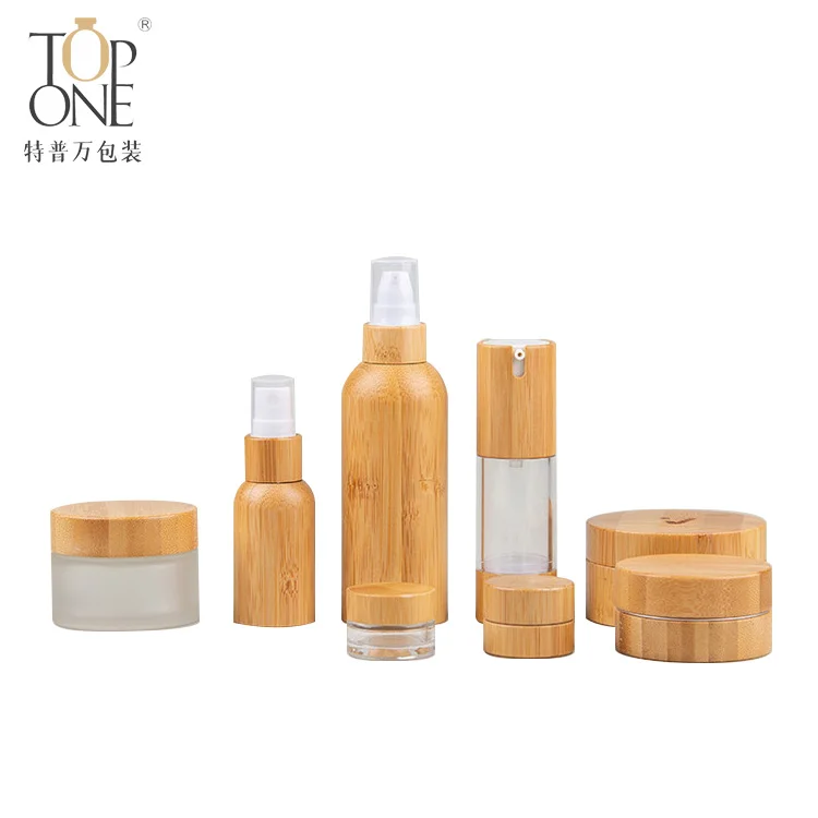 
Luxury cosmetic packaging massage cream aloe vera gel face cream refillable 5 40 g cream lotion cosmetic jar bamboo 
