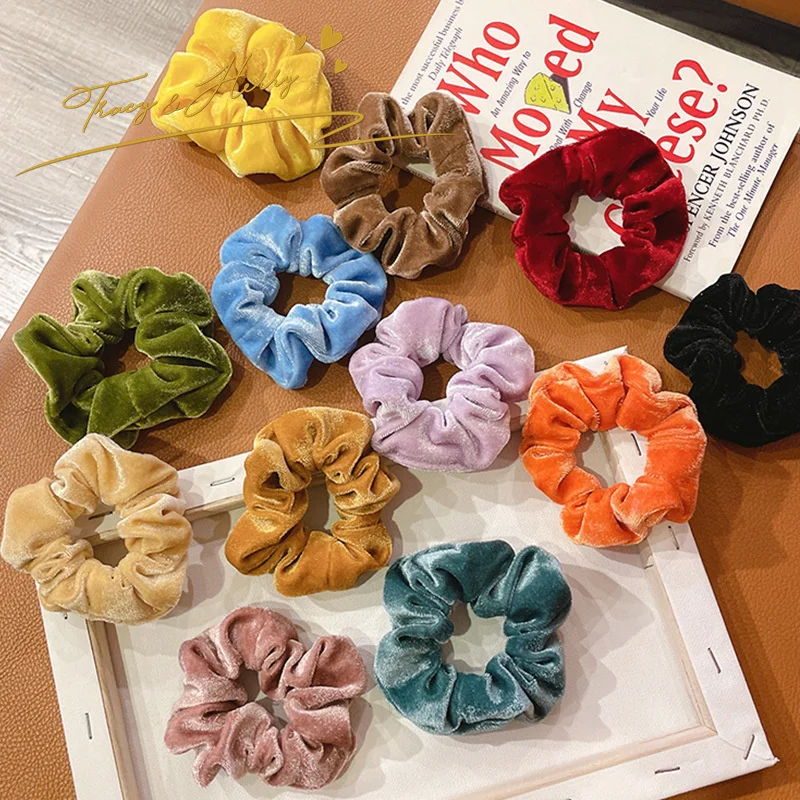 Tracy & Herry INS Hot Korean Style Pretty Velvet Hair Accessories Simple Fashion Design Solid Color Hair Scrunchies Elastic Hair