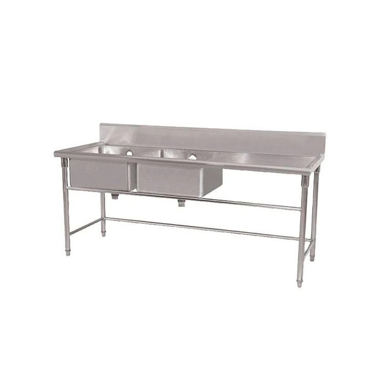 Hot selling stainless steel sink with bracket double groove stainless steel vertical commercial kitchen sink