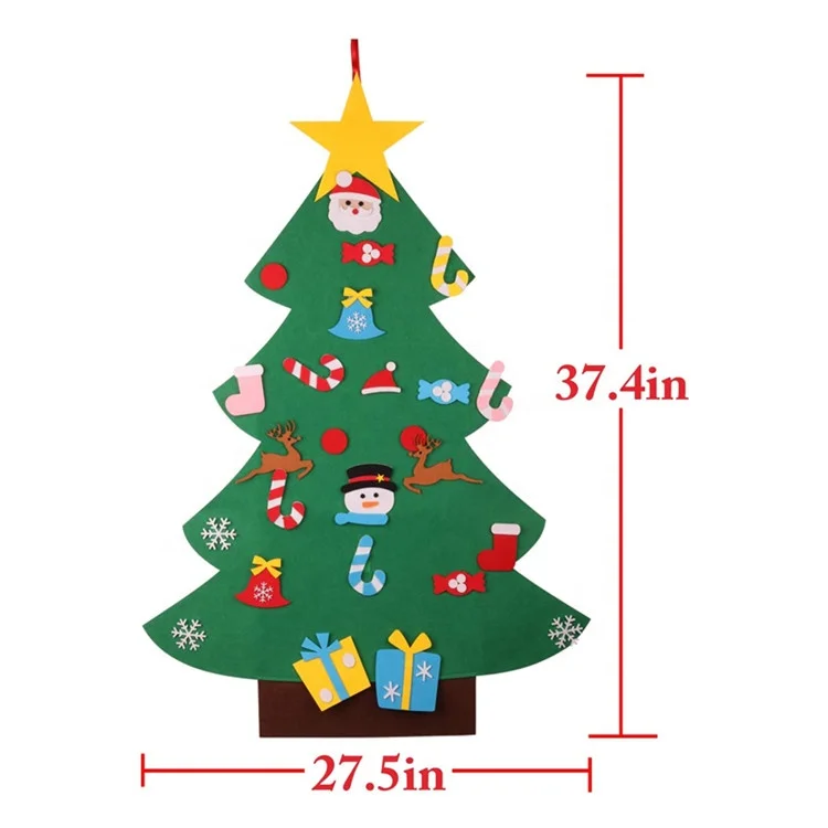 Wholesale Kids New Year Gift DIY Felt Christmas Tree Hanging Ornaments With String Lights