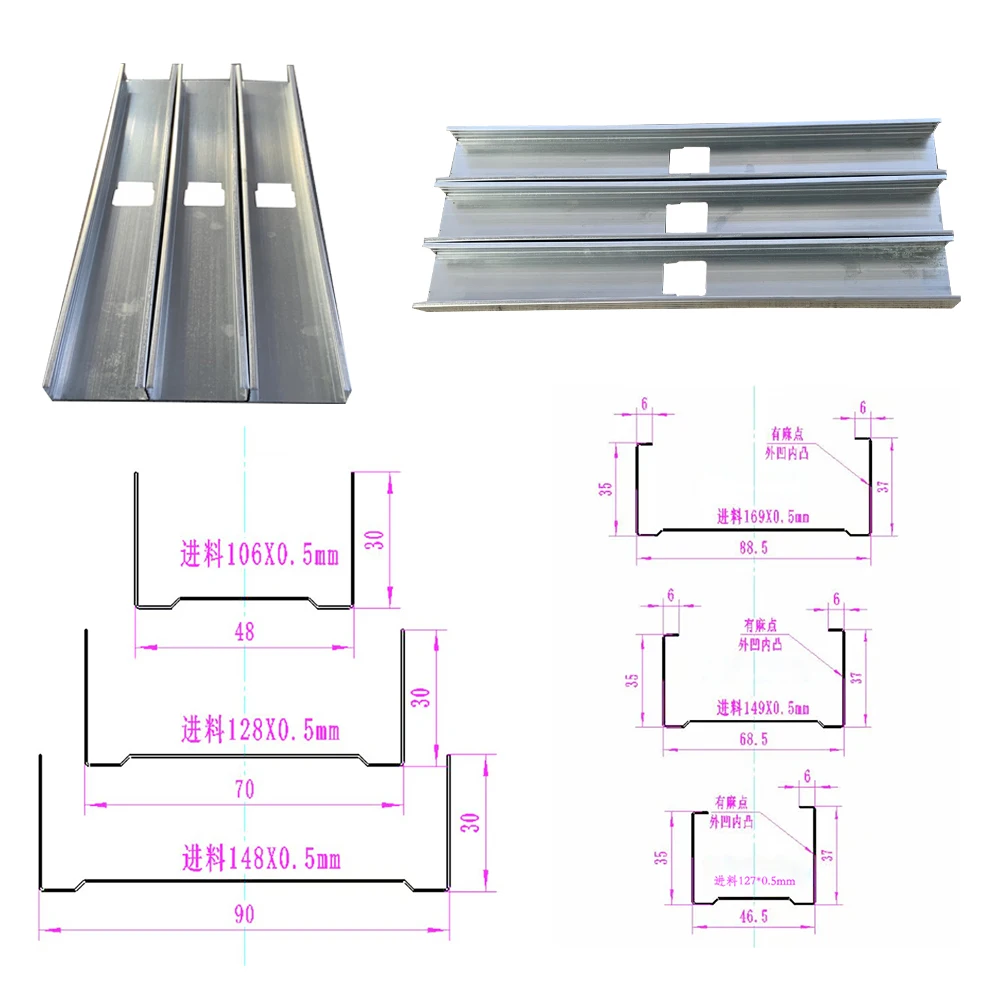 Purlin C Z U Purline Cold Rolling Customizable Furring Omega Channel Frame Light Steel Keel Drywall Stud Roll Forming Machine