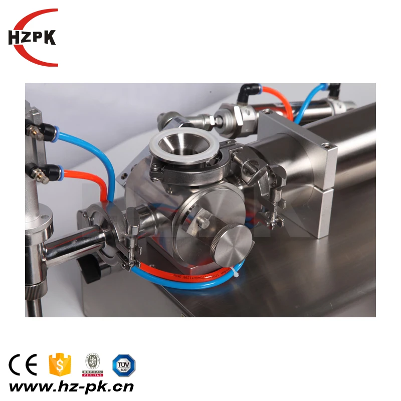HZPK horizontal semi-automatic small piston beverage honey shampoo nail cosmetic bottle paste filling machine for bottle cans
