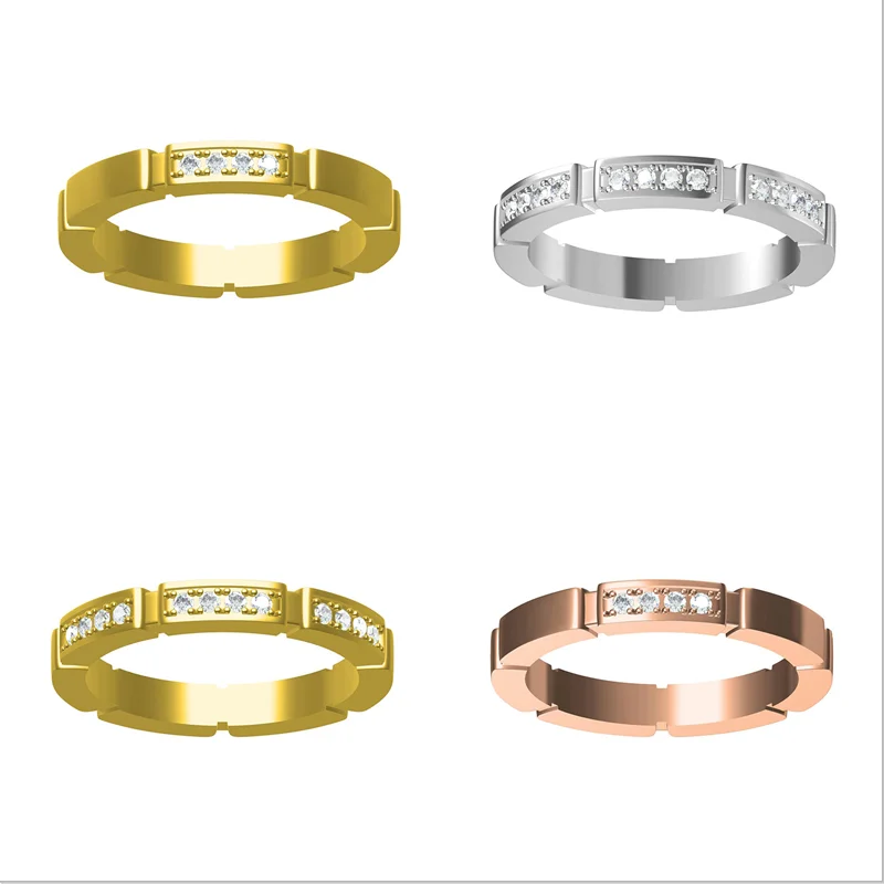 Luxury diamond rings ladies men couples 18K yellow gold love ring