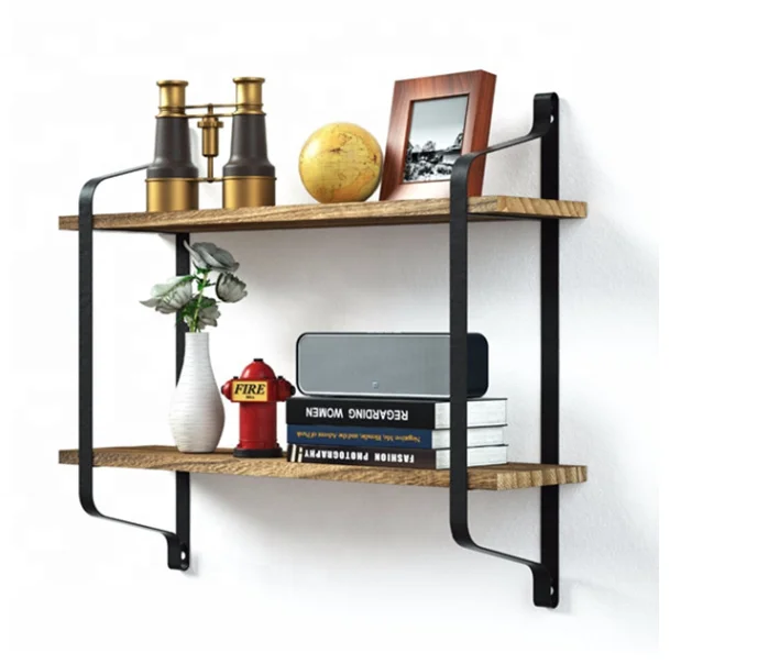 
2-Tier Floating Wall Mount Shelves Book Shelves Rustic Wood Shelves Perfect Decor for Any Room 