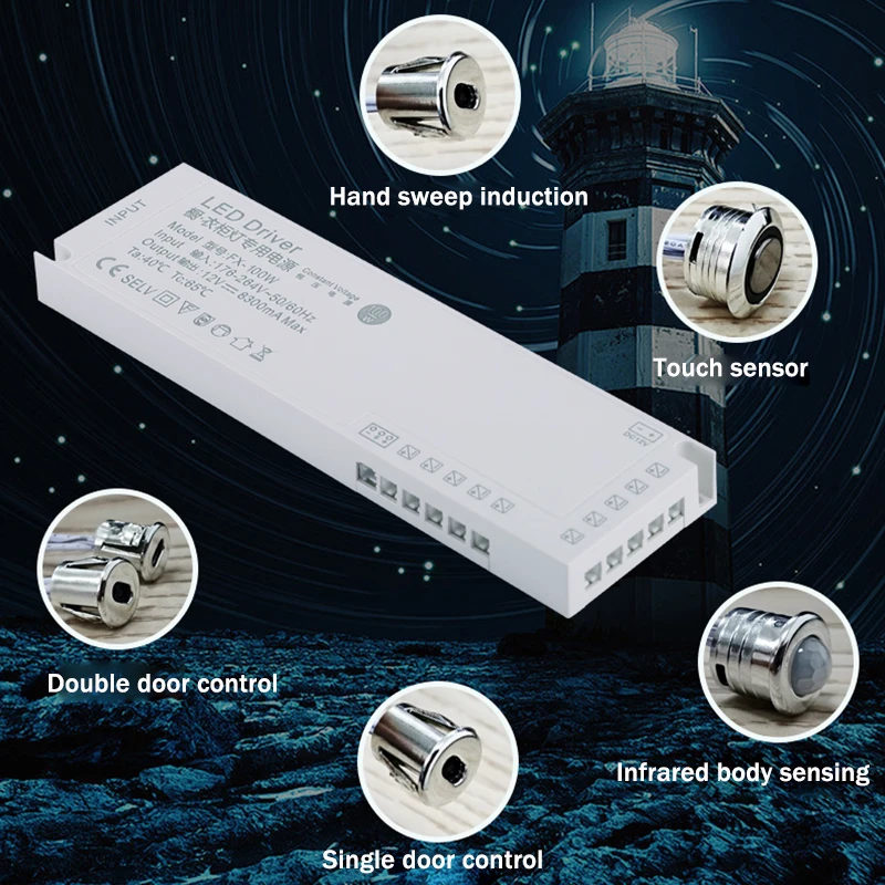 176 переменного тока V-265V до 12V 24V 150W Шкаф Светодиодный источник питания склеивающий датчик движения трансформатор постоянного напряжения