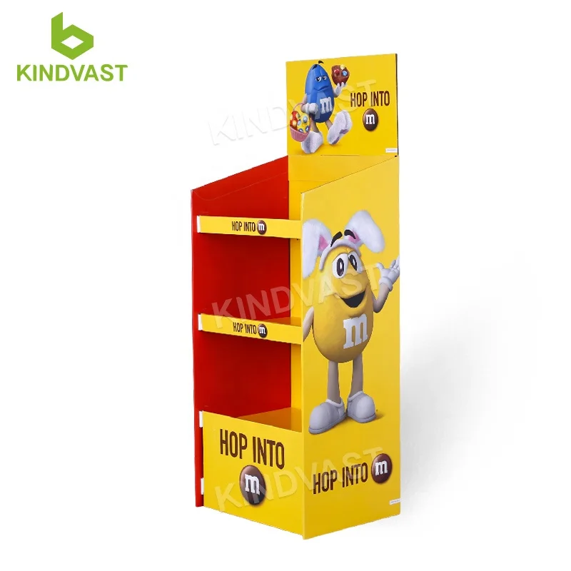Cardboard Paper Floor Display Stand With Hook Custom Corrugated Cardboard Carton Display Rack