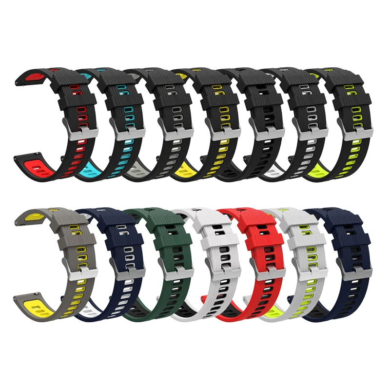22mm 20mm Smartwatch Soft Silicone Two-colors Sport Strap Wristband Quick Release Watch Band For Huawei GT3 GT 3 GT2