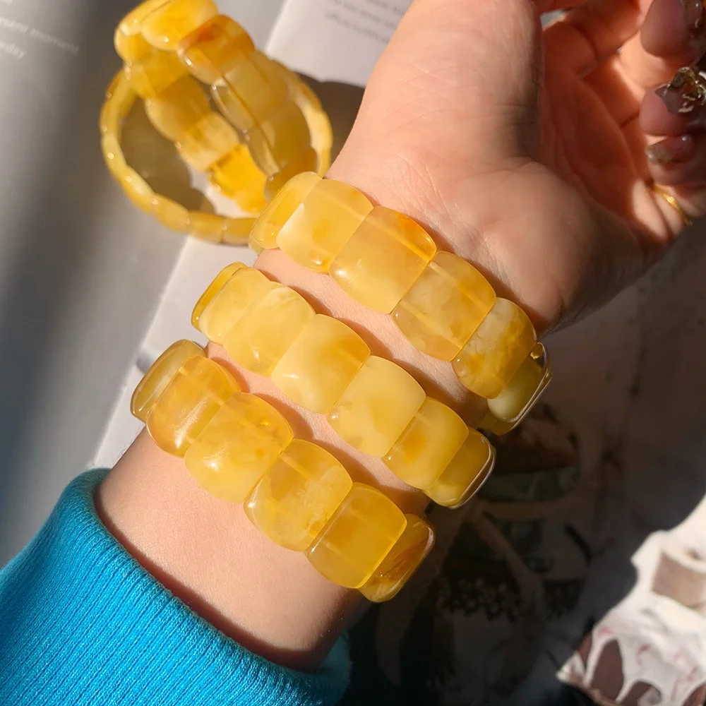 JINGCAI Jewelry Natural amber gold twisted white pattern beeswax manual Nectar manual Crystal ornament wholesale