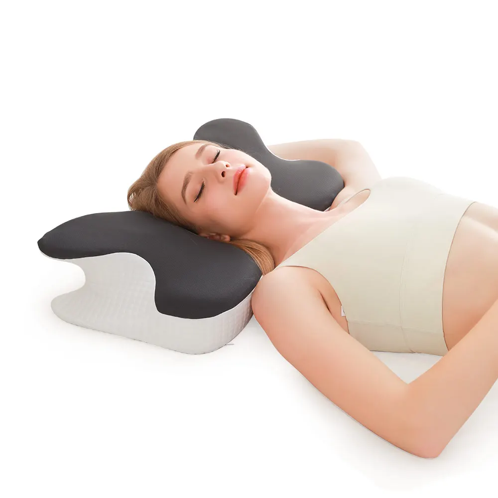 Custom Shaped Cervical Orthopedic Gray Memory Foam Sleeping therapeutic medical Neck Bed Pillow