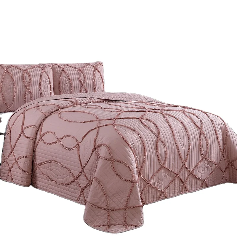 Customize 100% polyester frill velvet bedspread comforter set