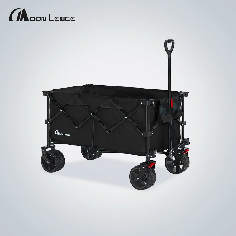 MoonLence All-Terrain Beach Wheels With Adjustable Handle & Drink Holders Collapsible Portable Hand Cart