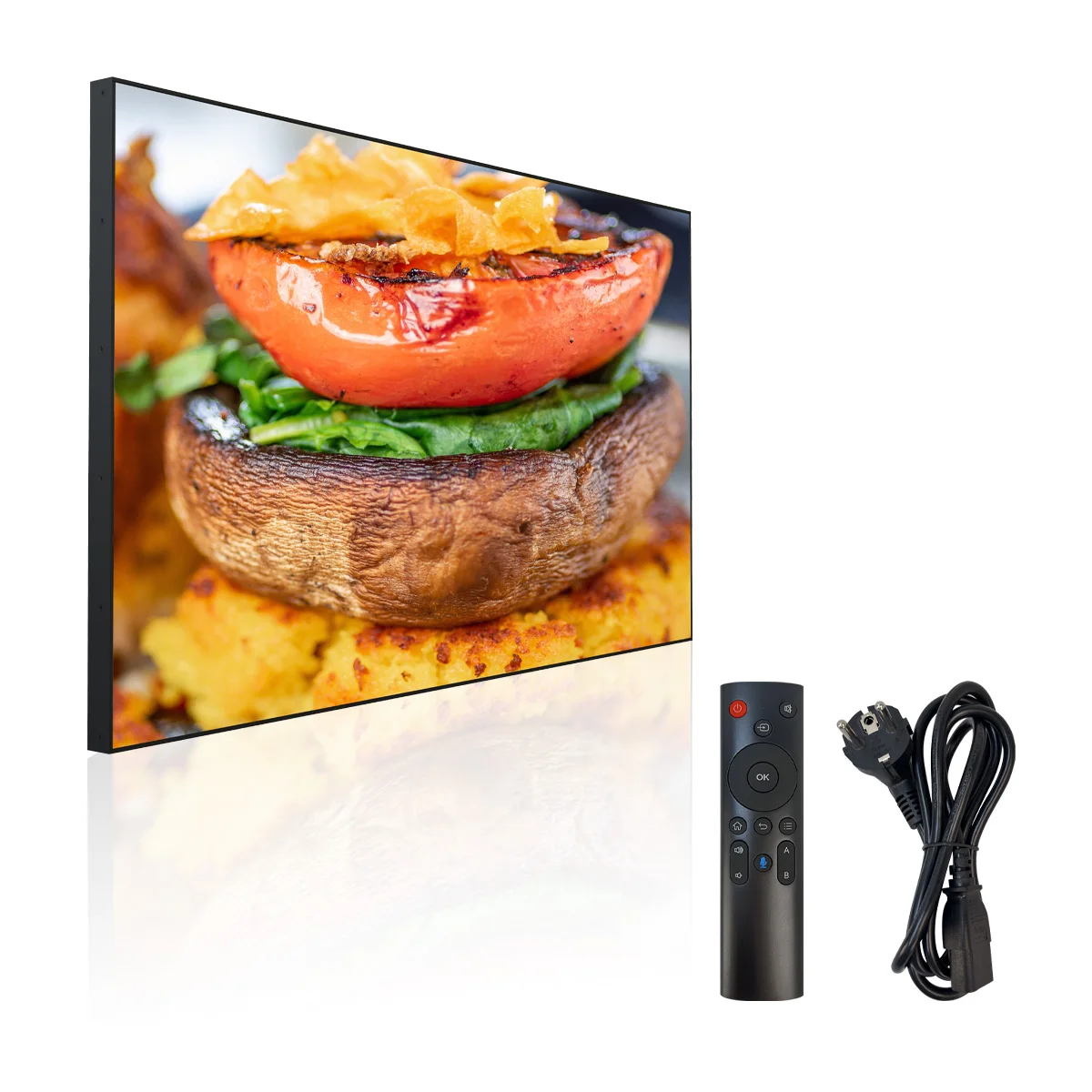 55 inches Ultra Slim 2000 High Brightness 4K LCD Display Bezel Advertising Window LCD Display with Ceiling-flooring Mounting