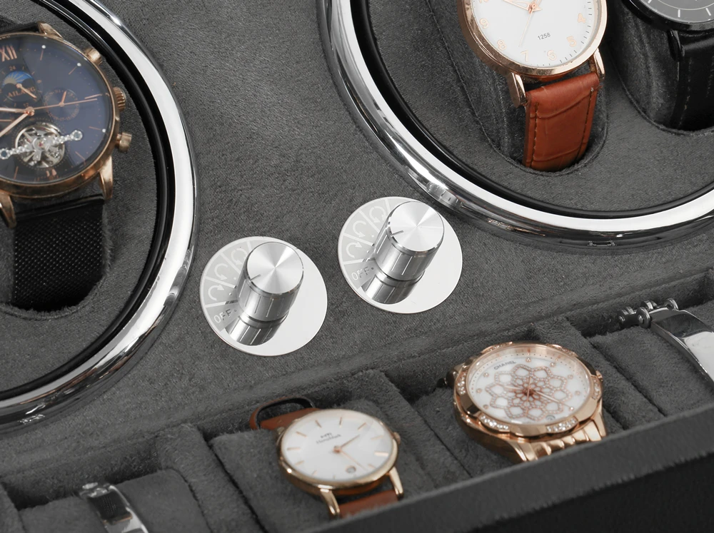Luxury PU leather LED Watch winder 4 + 6 automatic 10 slots watch package winder