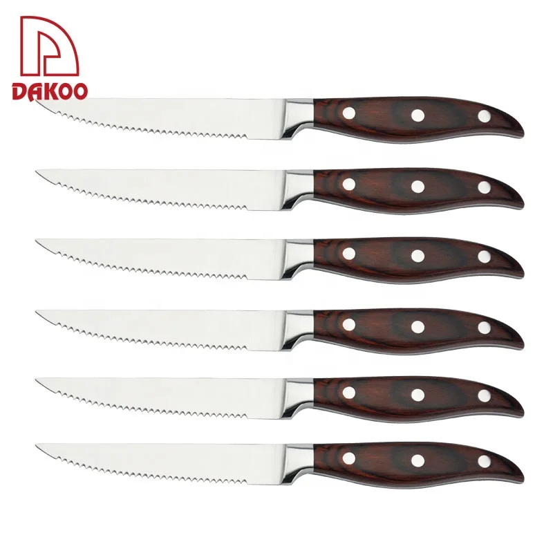 Набор ножей для стейка с тремя заклепками, 6 шт., кухонный нож для стейка 4,5 дюймов, лезвие для резки мяса