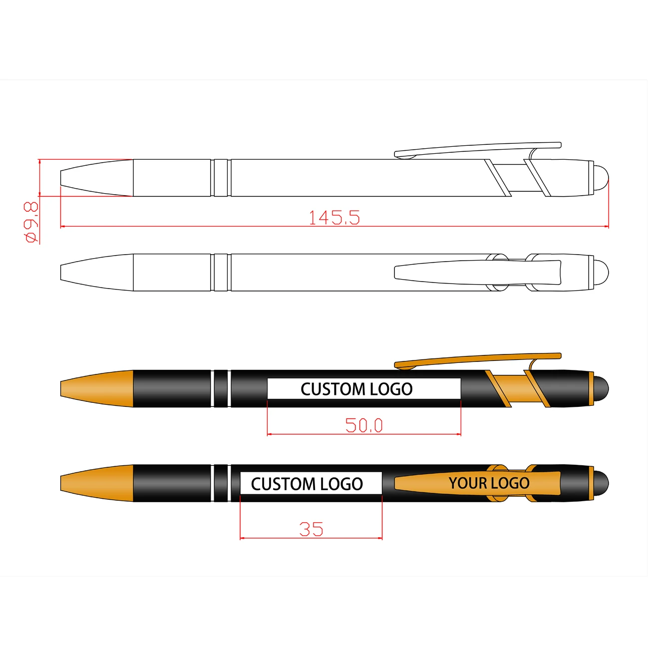 rubber ball pen stylus navy blue rose gold metal pen with custom promotional custom logo