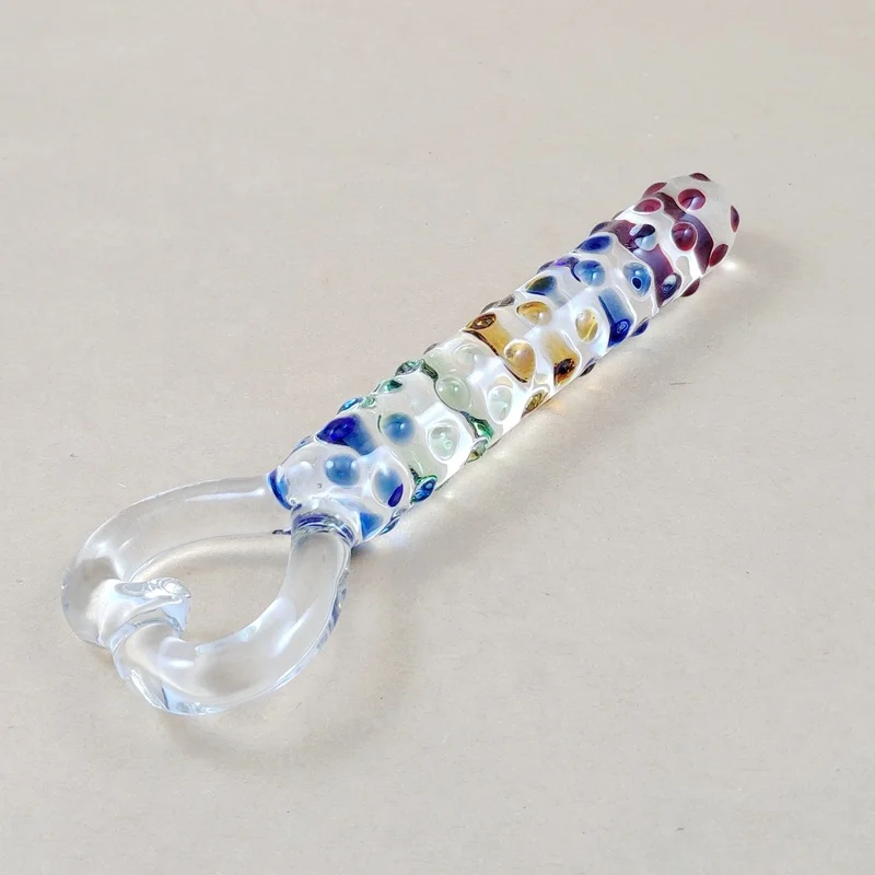 Wholesale Multi Color Big Glass Dildo with Dots/Glass Dildo with Heart Handle/Heart Handle Glass Dildo for Adult Life
