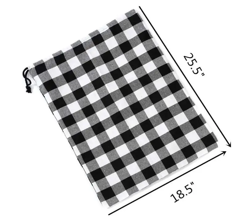 Готово к отправке, Рождественская красная клетчатая Подарочный мешок на шнурке красный буйвола в клетку Рождественский Санта мешок