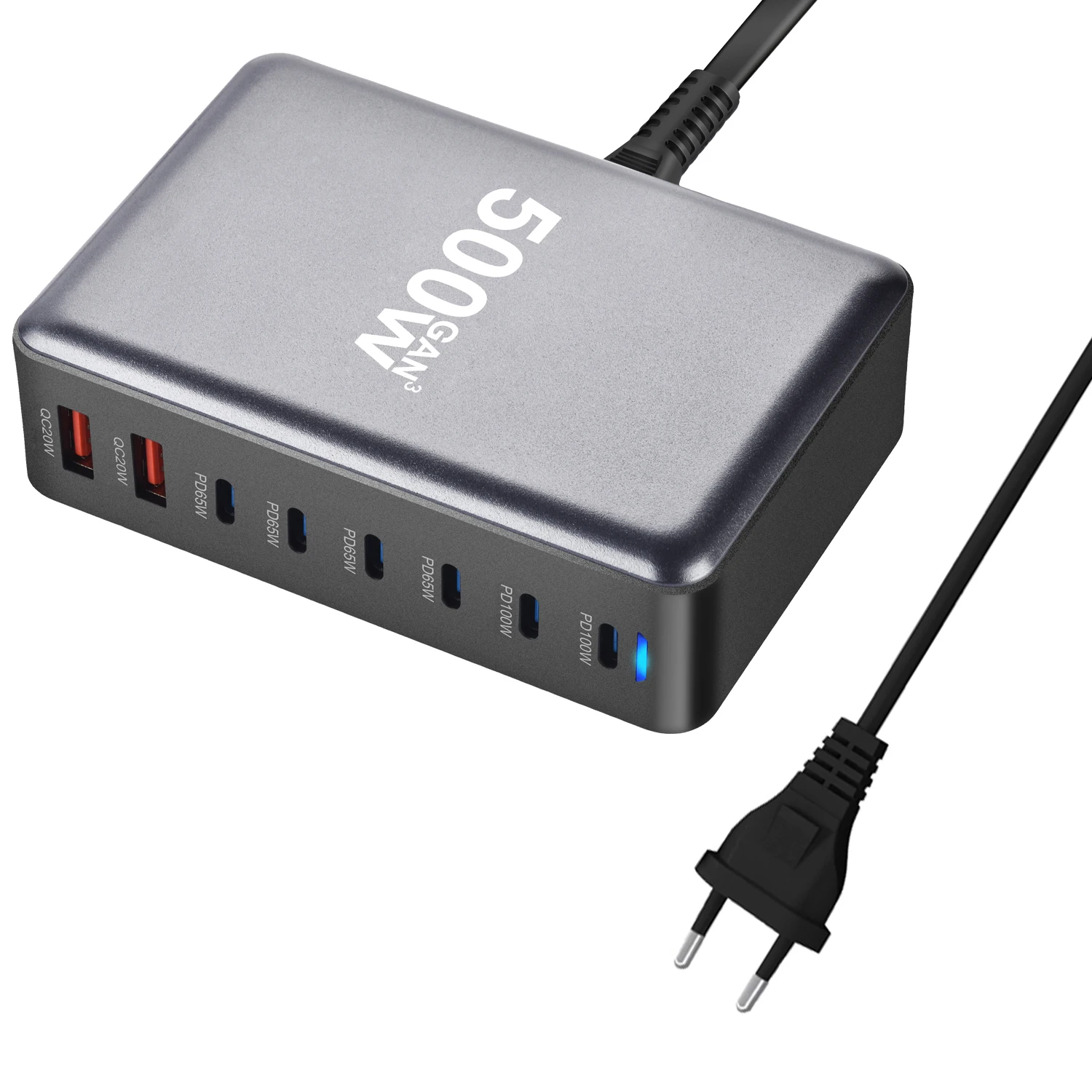 Быстрое зарядное устройство 500 Вт GaN USB Type C с несколькими портами PD QC3.0 настольное быстрое для IPhone/Samsung/ноутбука
