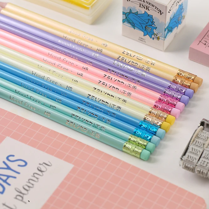 WOODEN FREE  HB PENCIL with eraser 12 cps PET  BOX packing