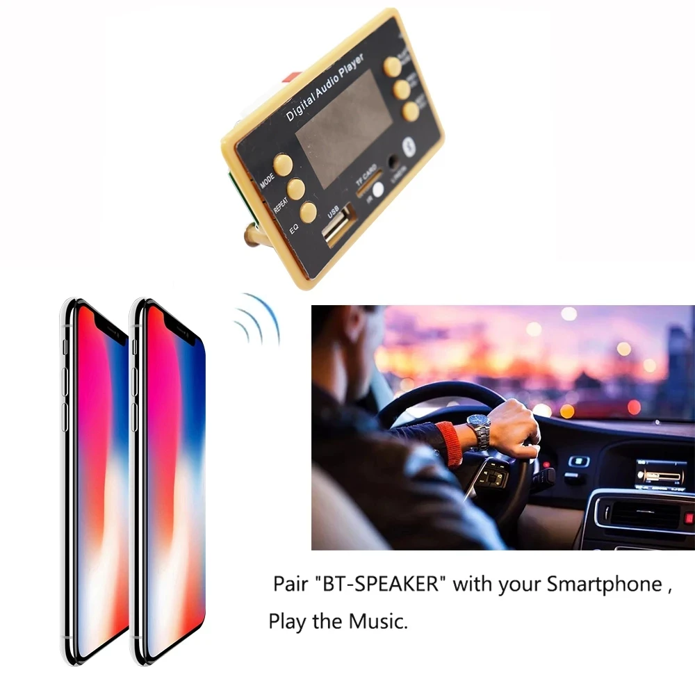 Mp3-декодер с Bluetooth 5 0 В 12 модуль декодирования WMA WAV слот для TF-карты/USB/FM-пульт дистанционного управления автомобильного USB MP3-плеера