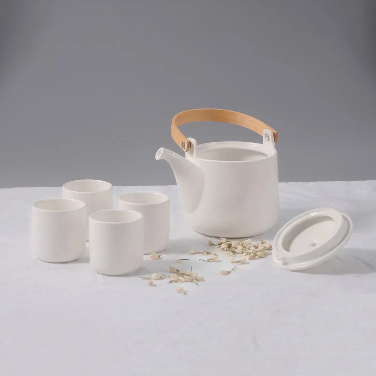Eco-friendly hotel home used teaware nordic style white porcelain ceramic afternoon tea cup set english tea set with teapot