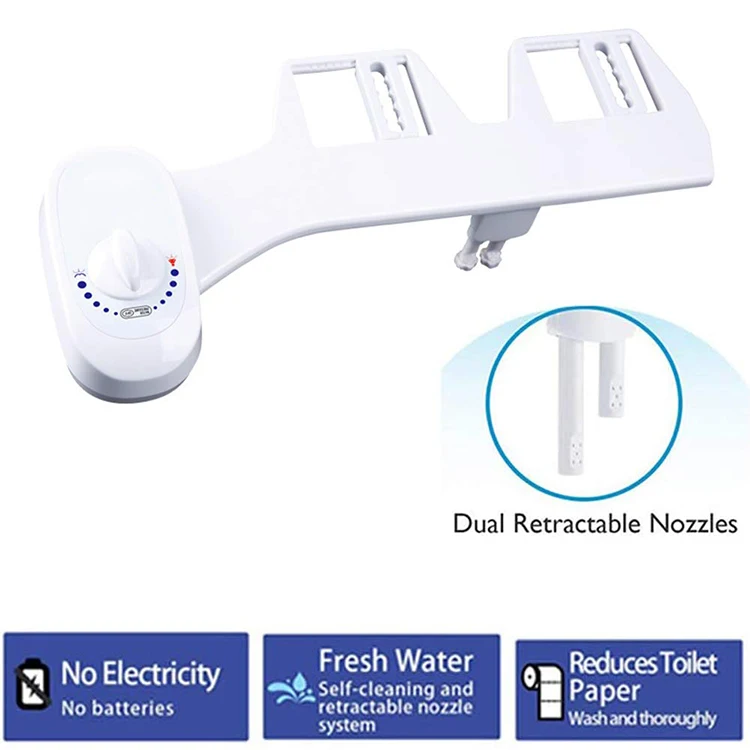 Self Cleaning Dual Nozzle Hot&Cold Water Spray Bidets Ultra Slim Attachment Front and Rear Bidet For Toilet Bidet
