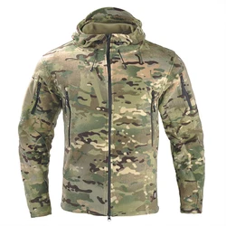 HAN WILD Outdoor Fleece jacket Comfortable and Warm Tactical jacket With Hat