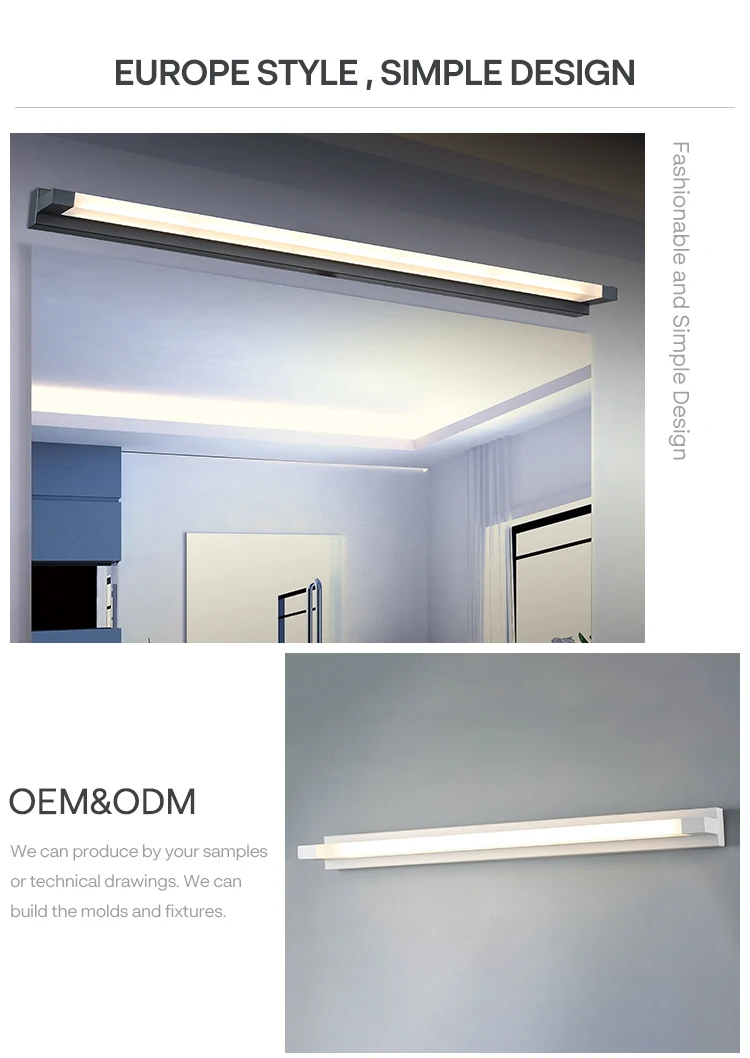 Simple Decorative Line Bar Bathroom Lamp 10W 20W 30W LED Mirror Light
