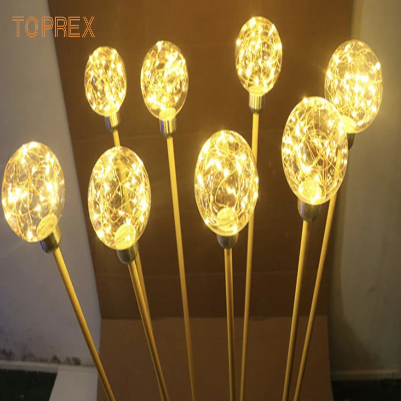 
TOPREX DECOR outdoor decorations christmas acrylic led reed flower ball stand fiber optic light 