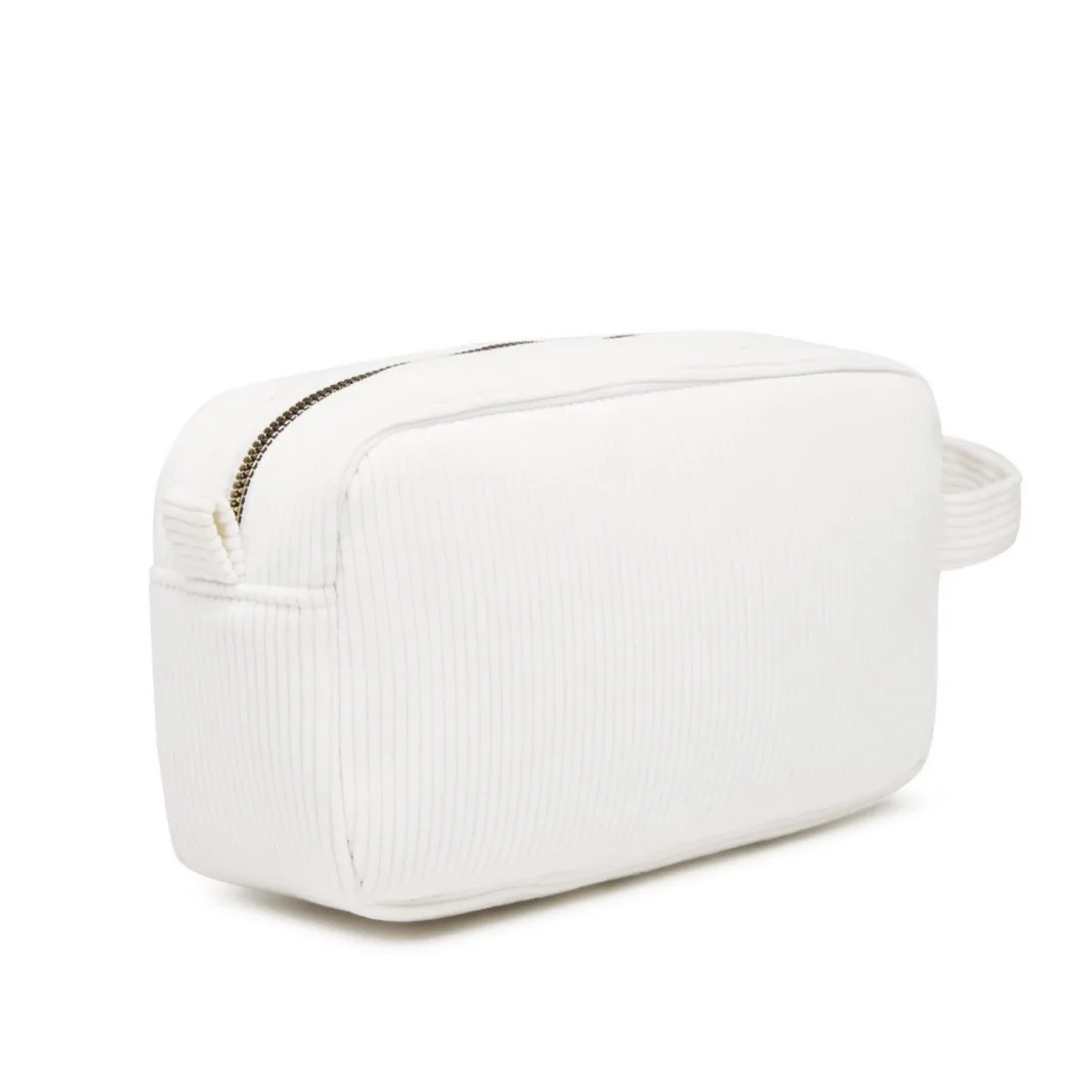 Large Capacity Corduroy Makeup Pouch Portable Makeup Organizer Bag for Accessories