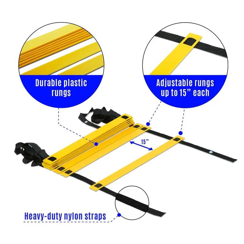 Ultimate Agility Ladder Speed Training Equipment 12 18 20 Rungs Yellow Agility Ladder Soccer Football Fitness Agility Ladder