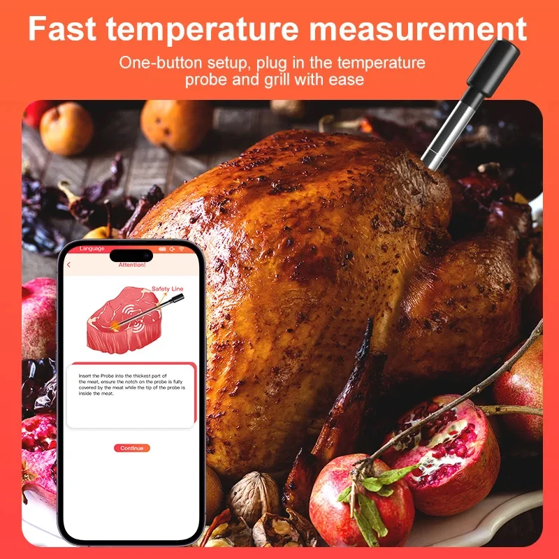 Smart Wireless Meat Thermometer Instant Read Food Thermometer Bbq Digital Pen Thermometer Oven Temperature Gauge